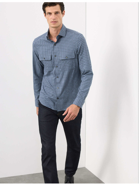 Marks & Spencer Kockovaná košeľa s vysokým podielom bavlny, ľahké žehlenie Marks & Spencer modrá