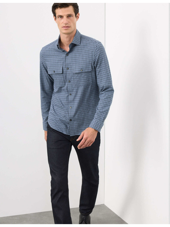 Marks & Spencer Kockovaná košeľa s vysokým podielom bavlny, ľahké žehlenie Marks & Spencer modrá