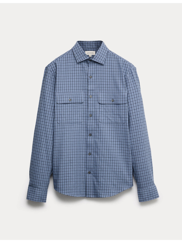 Marks & Spencer Kockovaná košeľa s vysokým podielom bavlny, ľahké žehlenie Marks & Spencer modrá