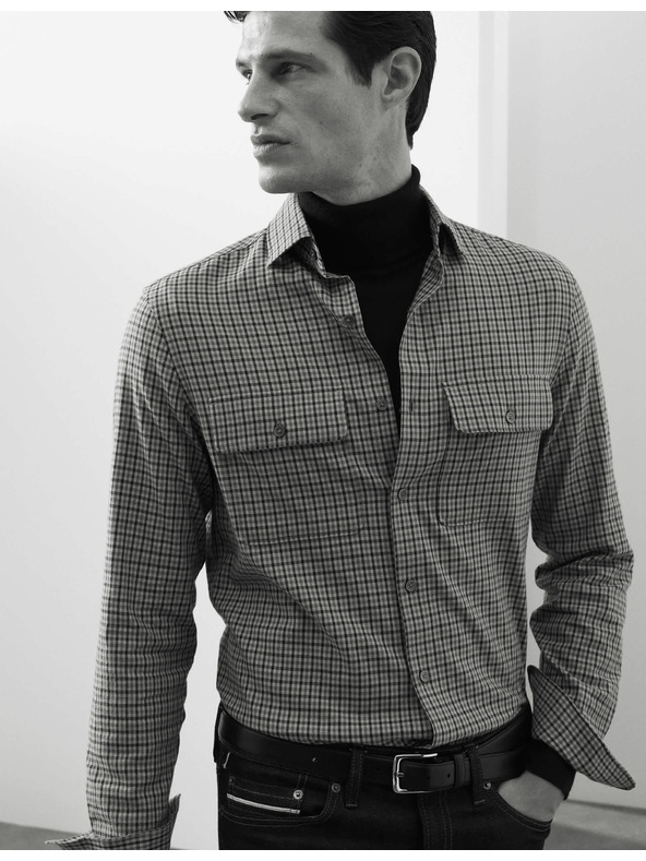 Marks & Spencer Kockovaná košeľa s vysokým podielom bavlny, ľahké žehlenie Marks & Spencer modrá