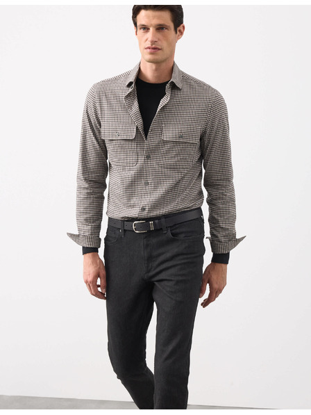 Marks & Spencer Kockovaná košeľa s vysokým podielom bavlny, ľahké žehlenie Marks & Spencer béžová