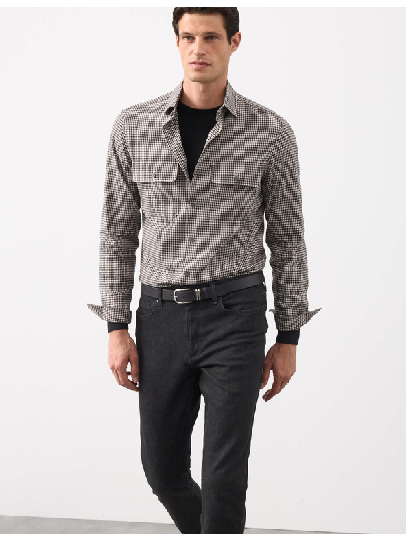 Marks & Spencer Kockovaná košeľa s vysokým podielom bavlny, ľahké žehlenie Marks & Spencer béžová