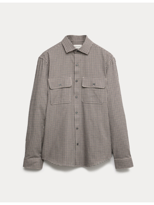 Marks & Spencer Kockovaná košeľa s vysokým podielom bavlny, ľahké žehlenie Marks & Spencer béžová