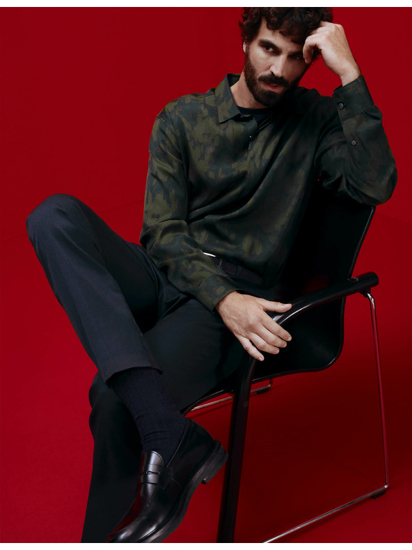 Marks & Spencer Košeľa s motívom kvetín, normálny strih Marks & Spencer zelená