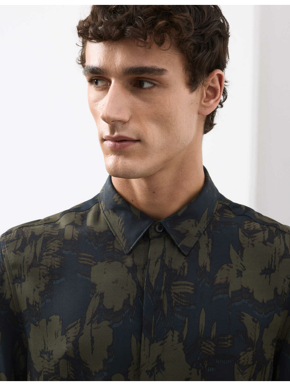 Marks & Spencer Košeľa s motívom kvetín, normálny strih Marks & Spencer zelená