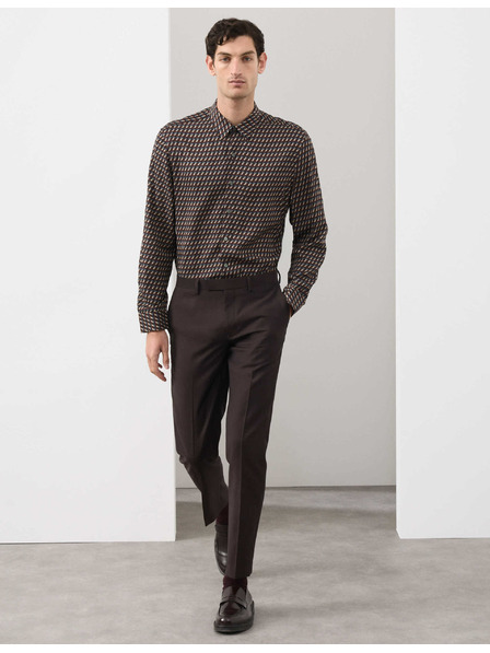 Marks & Spencer Košeľa s geometrickým potlačou, normálny strih Marks & Spencer hnedá