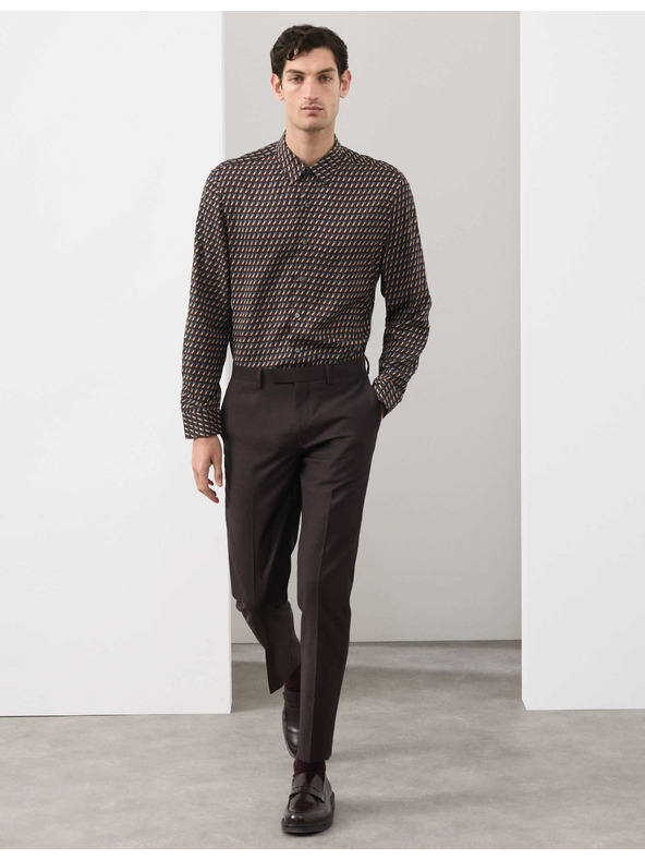 Marks & Spencer Košeľa s geometrickým potlačou, normálny strih Marks & Spencer hnedá