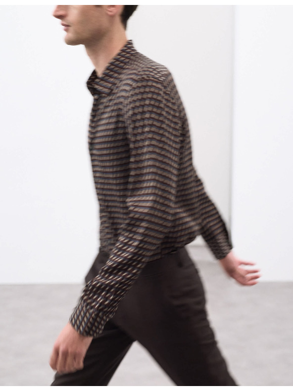 Marks & Spencer Košeľa s geometrickým potlačou, normálny strih Marks & Spencer hnedá