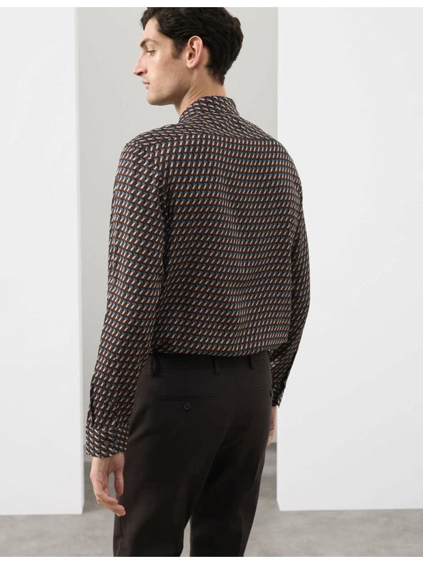 Marks & Spencer Košeľa s geometrickým potlačou, normálny strih Marks & Spencer hnedá