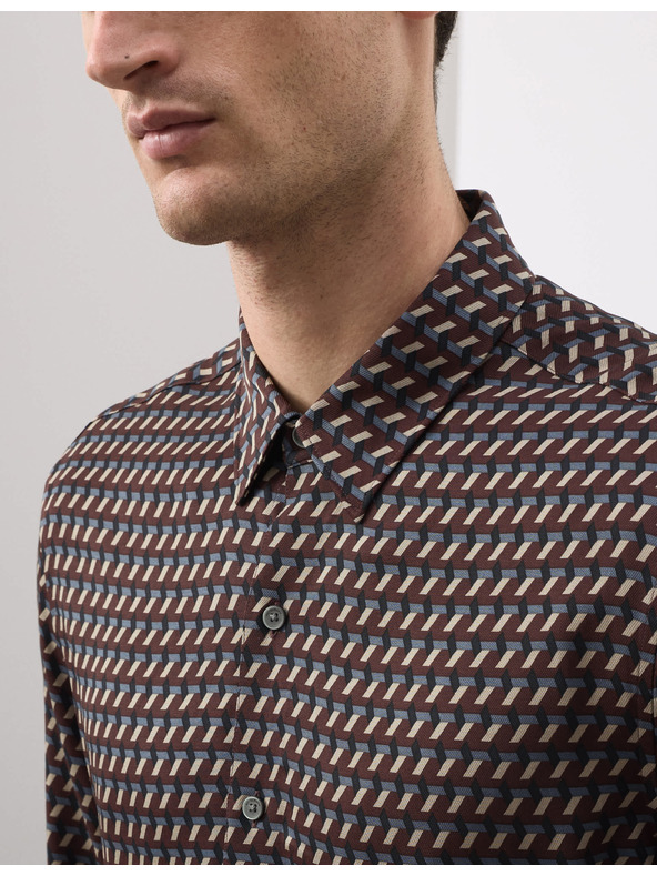 Marks & Spencer Košeľa s geometrickým potlačou, normálny strih Marks & Spencer hnedá