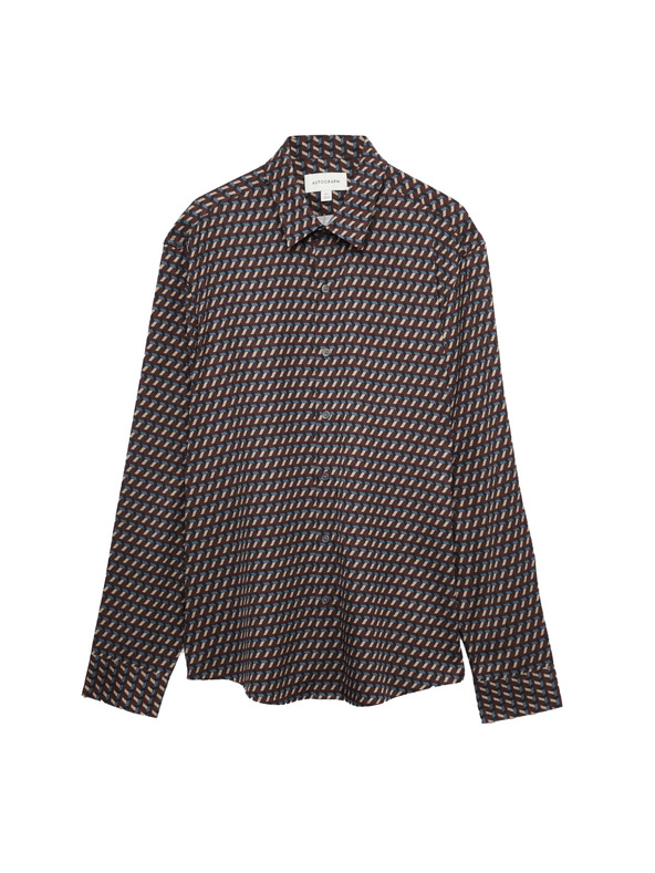 Marks & Spencer Košeľa s geometrickým potlačou, normálny strih Marks & Spencer hnedá