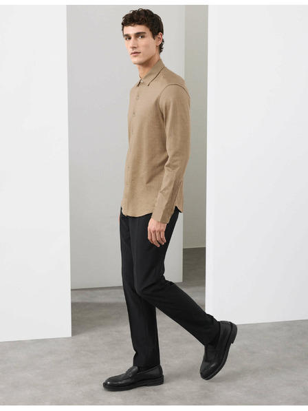 Marks & Spencer Žerzejová košeľa z čistej bavlny, normálny strih, ľahké žehlenie Marks & Spencer béžová