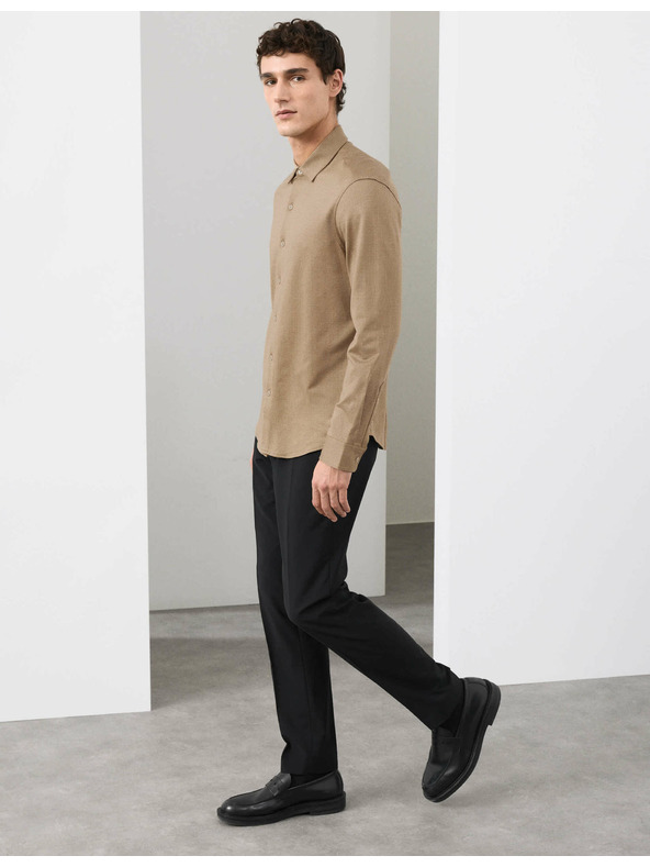 Marks & Spencer Žerzejová košeľa z čistej bavlny, normálny strih, ľahké žehlenie Marks & Spencer béžová