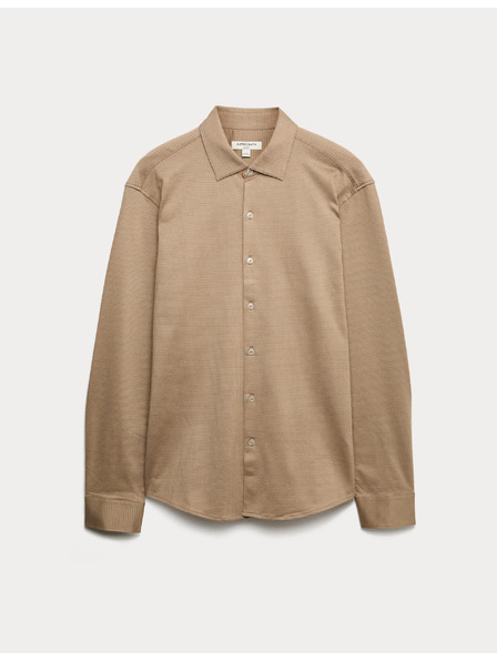 Marks & Spencer Žerzejová košeľa z čistej bavlny, normálny strih, ľahké žehlenie Marks & Spencer béžová