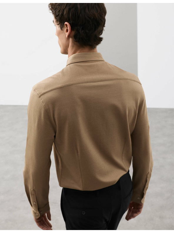 Marks & Spencer Žerzejová košeľa z čistej bavlny, normálny strih, ľahké žehlenie Marks & Spencer béžová