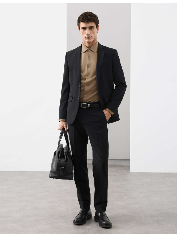 Marks & Spencer Žerzejová košeľa z čistej bavlny, normálny strih, ľahké žehlenie Marks & Spencer béžová