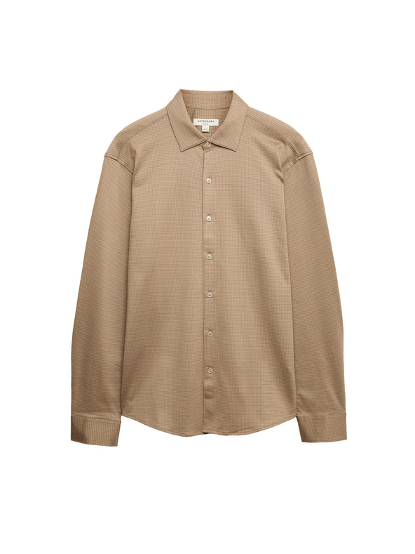 Marks & Spencer Žerzejová košeľa z čistej bavlny, normálny strih, ľahké žehlenie Marks & Spencer béžová