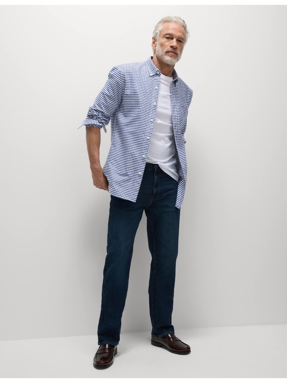 Marks & Spencer Kockovaná košeľa Oxford The Ultimate z čistej bavlny Marks & Spencer námorná modrá