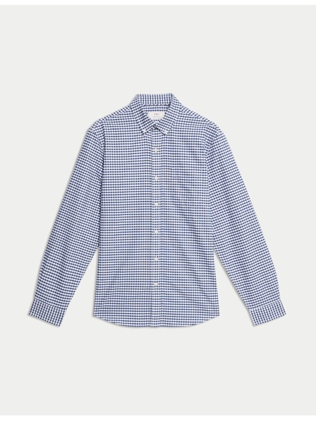 Marks & Spencer Kockovaná košeľa Oxford The Ultimate z čistej bavlny Marks & Spencer námorná modrá