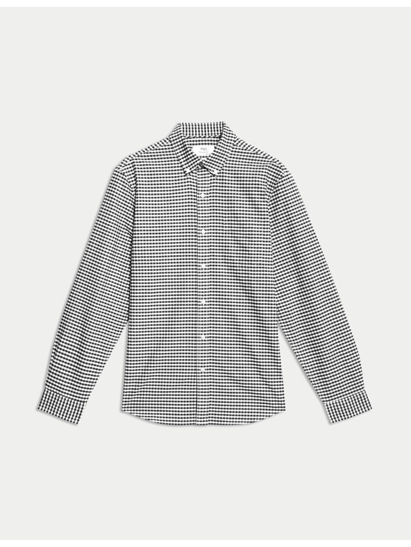 Marks & Spencer Kockovaná košeľa Oxford The Ultimate z čistej bavlny Marks & Spencer čierna