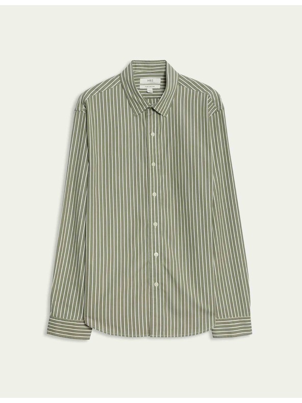 Marks & Spencer Prúžkovaná košeľa z čistej bavlny Marks & Spencer zelená