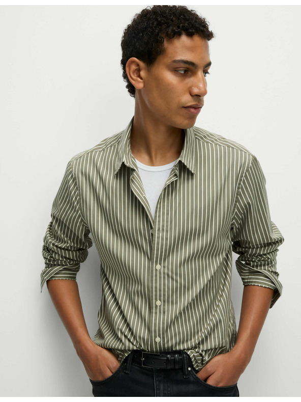 Marks & Spencer Prúžkovaná košeľa z čistej bavlny Marks & Spencer zelená