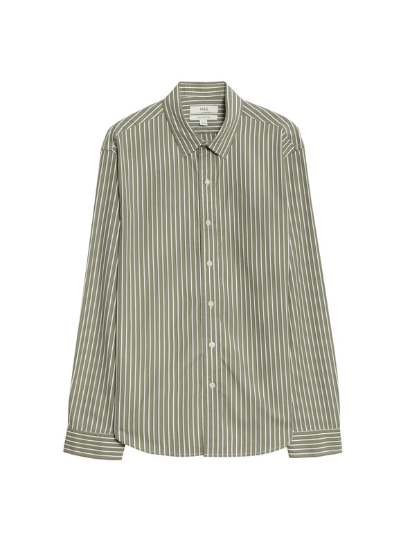 Marks & Spencer Prúžkovaná košeľa z čistej bavlny Marks & Spencer zelená