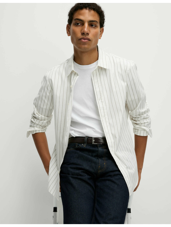 Marks & Spencer Pruhovaná košeľa z čistej bavlny Marks & Spencer biela