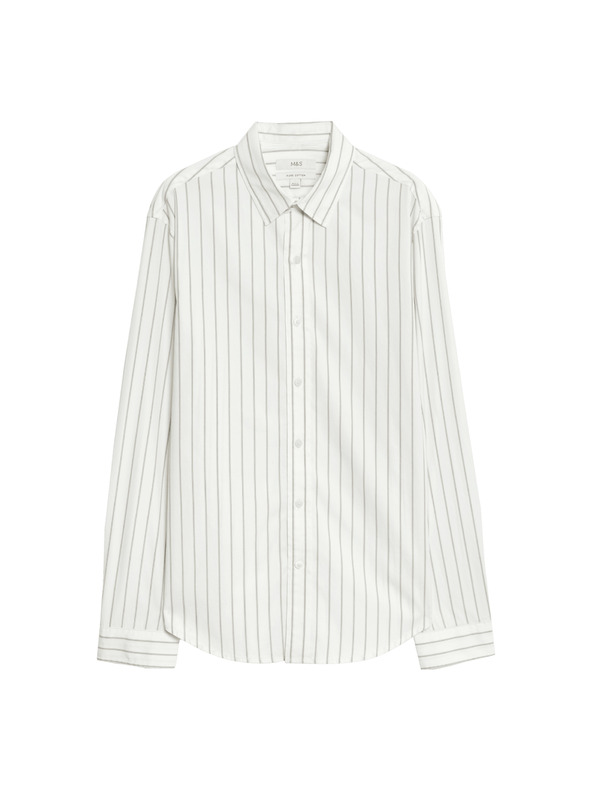 Marks & Spencer Pruhovaná košeľa z čistej bavlny Marks & Spencer biela