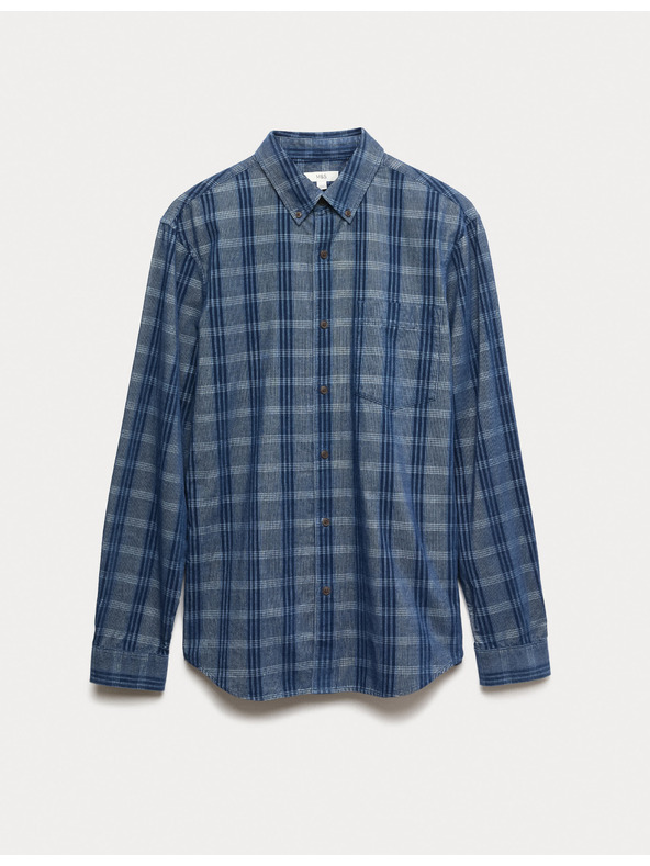 Marks & Spencer Čisto bavlnená flanelová košeľa Marks & Spencer námorná modrá