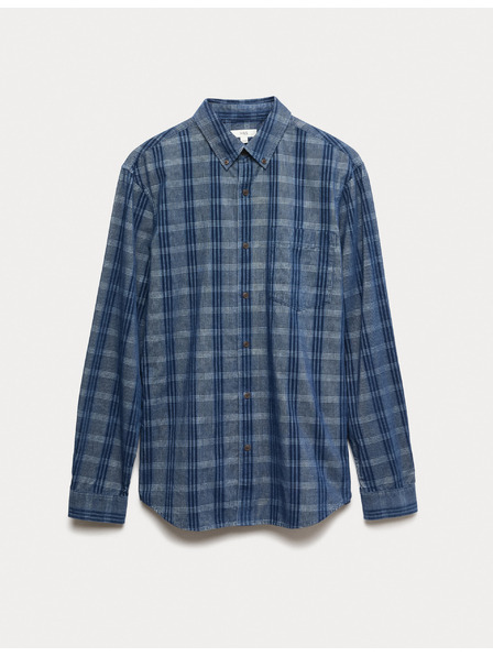 Marks & Spencer Čisto bavlnená flanelová košeľa Marks & Spencer námorná modrá