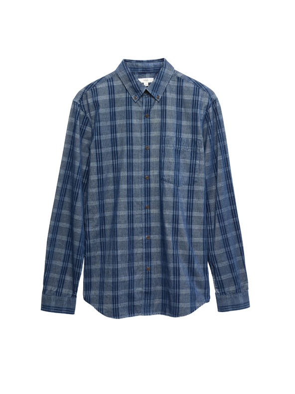 Marks & Spencer Čisto bavlnená flanelová košeľa Marks & Spencer námorná modrá