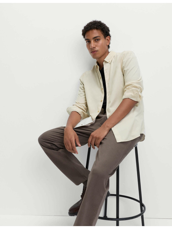 Marks & Spencer Menčestrová košeľa z čistej bavlny Marks & Spencer smotanová