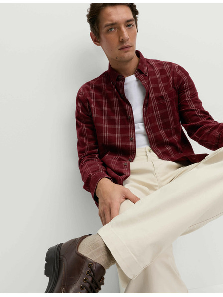 Marks & Spencer Čisto bavlnená flanelová košeľa Marks & Spencer červená
