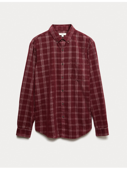 Marks & Spencer Čisto bavlnená flanelová košeľa Marks & Spencer červená