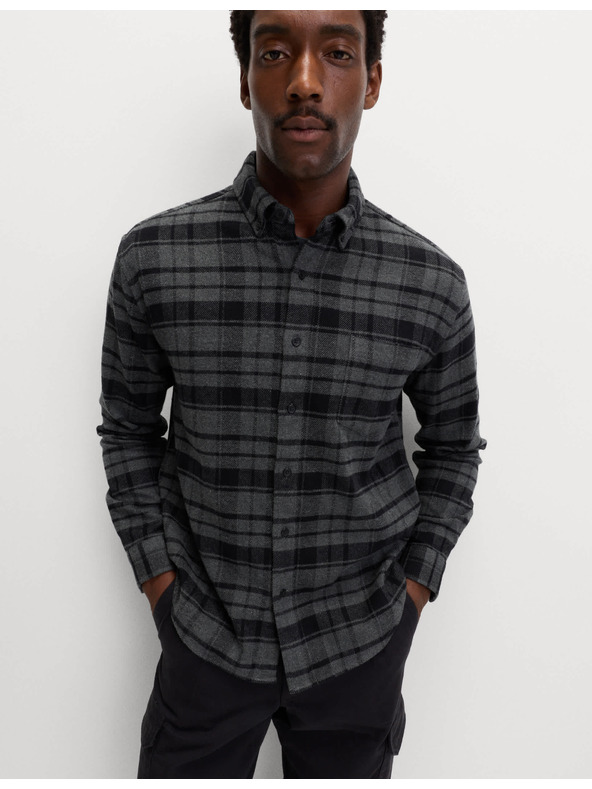 Marks & Spencer Čisto bavlnená flanelová košeľa Marks & Spencer sivá