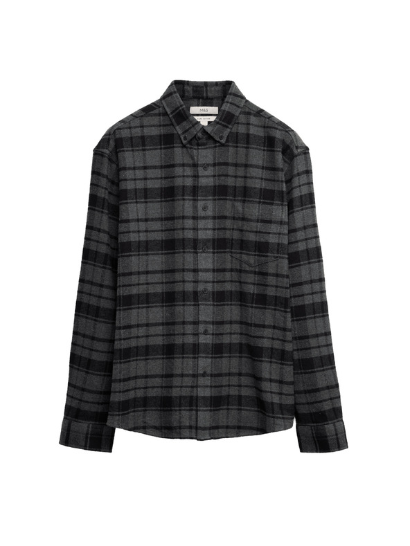 Marks & Spencer Čisto bavlnená flanelová košeľa Marks & Spencer sivá