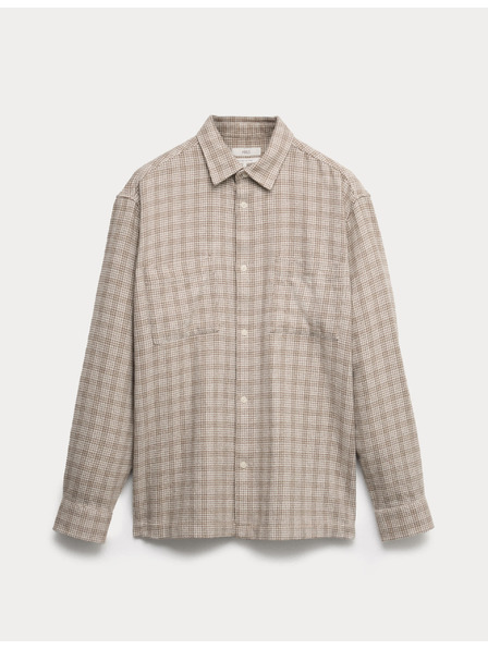 Marks & Spencer Čisto bavlnená flanelová košeľa Marks & Spencer smotanová