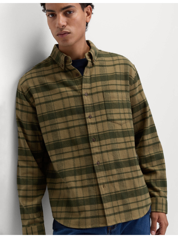 Marks & Spencer Čisto bavlnená flanelová košeľa Marks & Spencer zelená