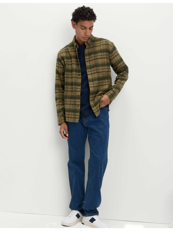 Marks & Spencer Čisto bavlnená flanelová košeľa Marks & Spencer zelená