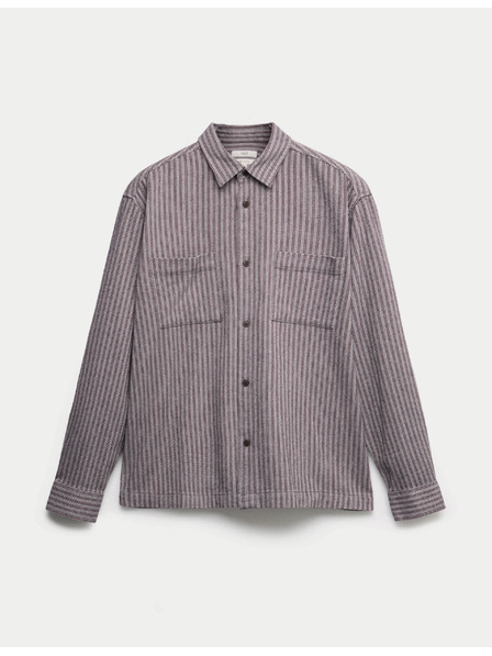 Marks & Spencer Prúžkovaná flanelová košeľa z čistej bavlny Marks & Spencer sivá