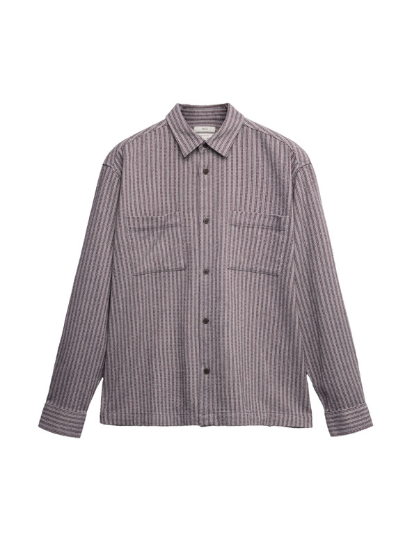 Marks & Spencer Prúžkovaná flanelová košeľa z čistej bavlny Marks & Spencer sivá