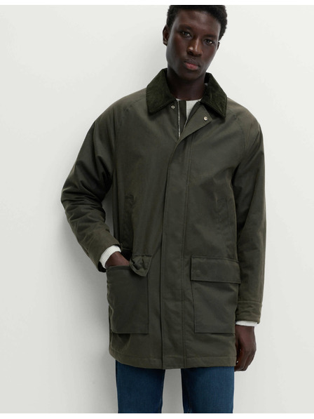 Marks & Spencer Menčestrová voskovaná bunda z čistej bavlny Marks & Spencer zelená