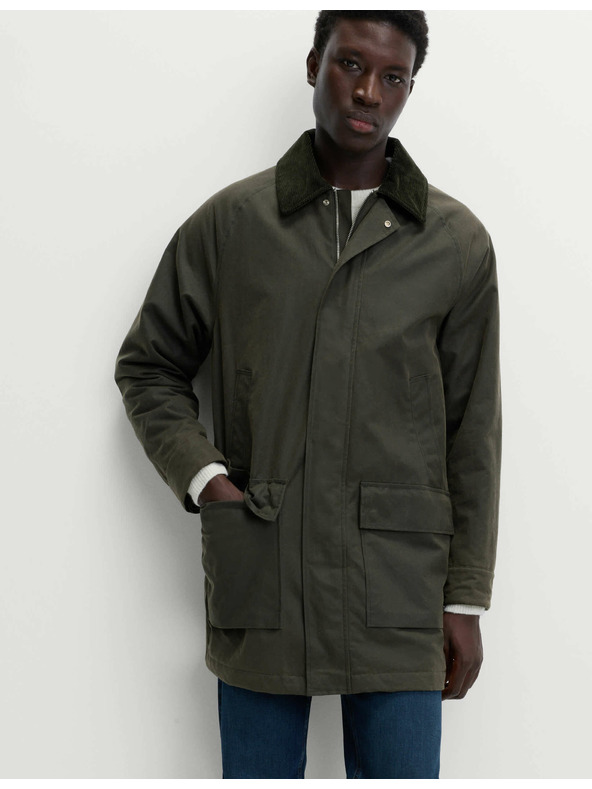 Marks & Spencer Menčestrová voskovaná bunda z čistej bavlny Marks & Spencer zelená