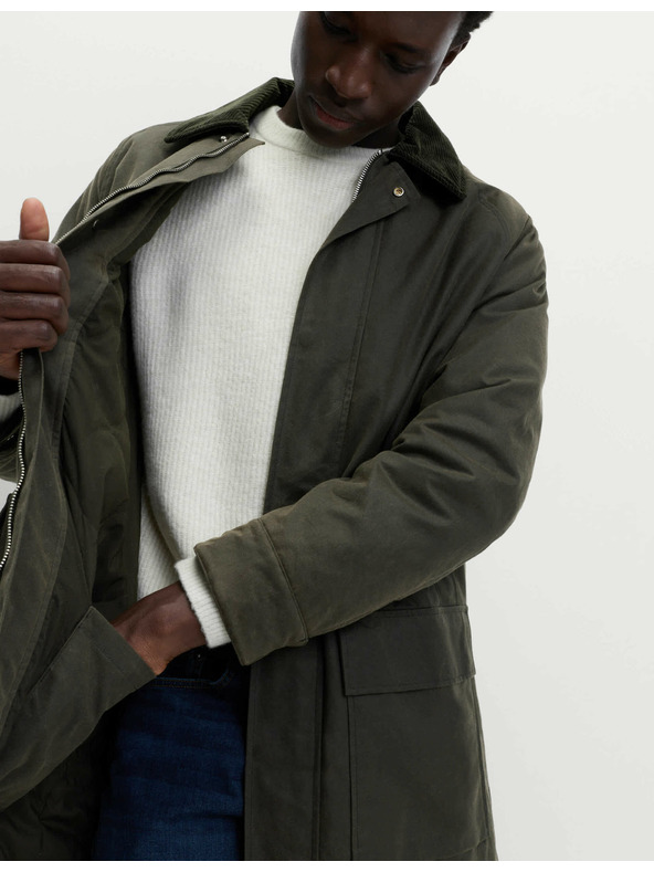 Marks & Spencer Menčestrová voskovaná bunda z čistej bavlny Marks & Spencer zelená