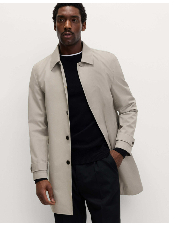 Marks & Spencer Podlhovastý kabát do dažďa zo zmesi bavlny Marks & Spencer sivá