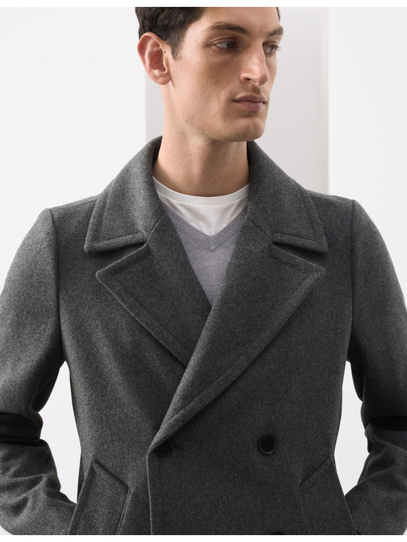 Marks & Spencer Dvojradový kabát s vysokým podielom vlny Marks & Spencer šedá