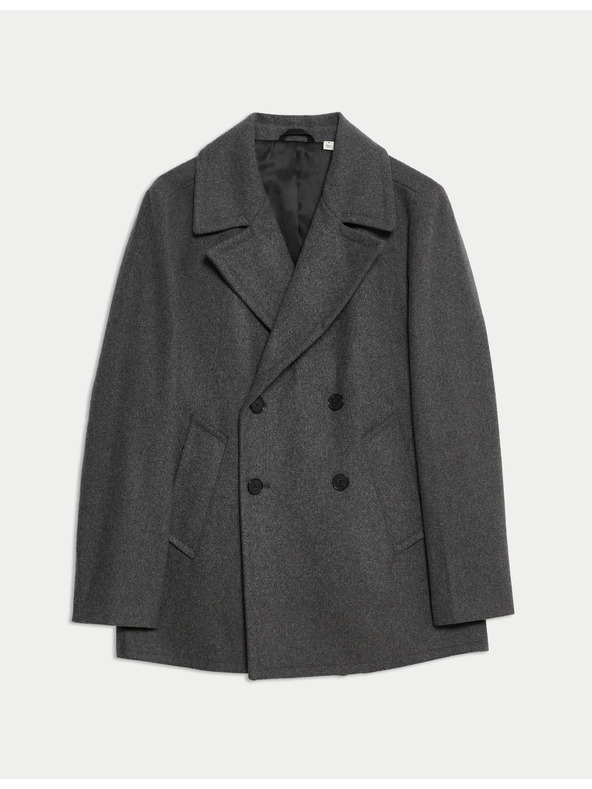 Marks & Spencer Dvojradový kabát s vysokým podielom vlny Marks & Spencer šedá