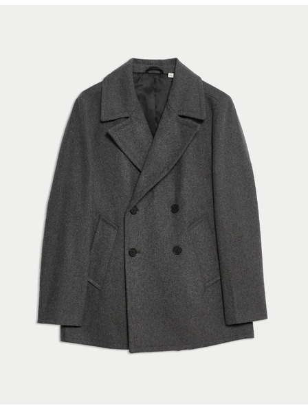 Marks & Spencer Dvojradový kabát s vysokým podielom vlny Marks & Spencer šedá