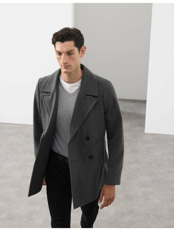 Marks & Spencer Dvojradový kabát s vysokým podielom vlny Marks & Spencer šedá